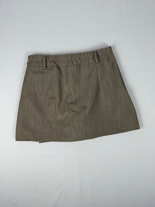 Beige low rise office mini skirt (S/M)