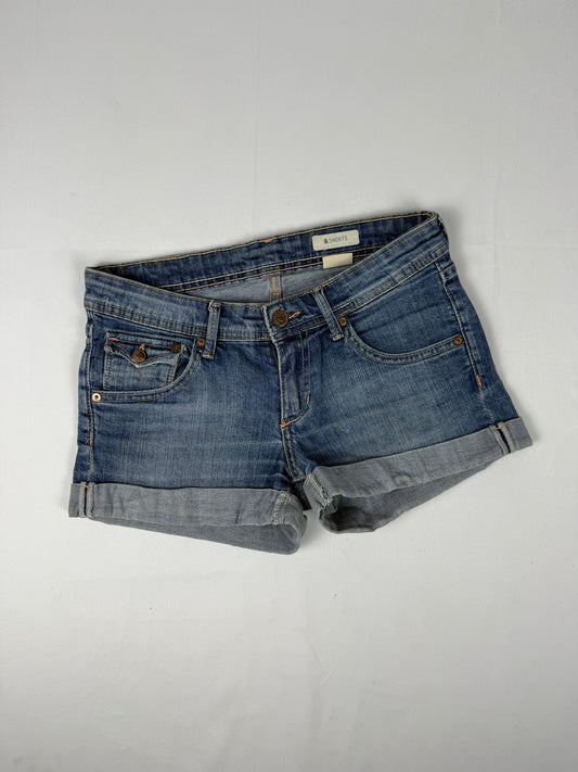 Blue denim low rise mini short (S)