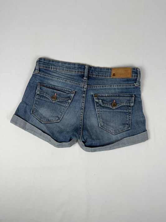 Blue denim low rise mini short (S)