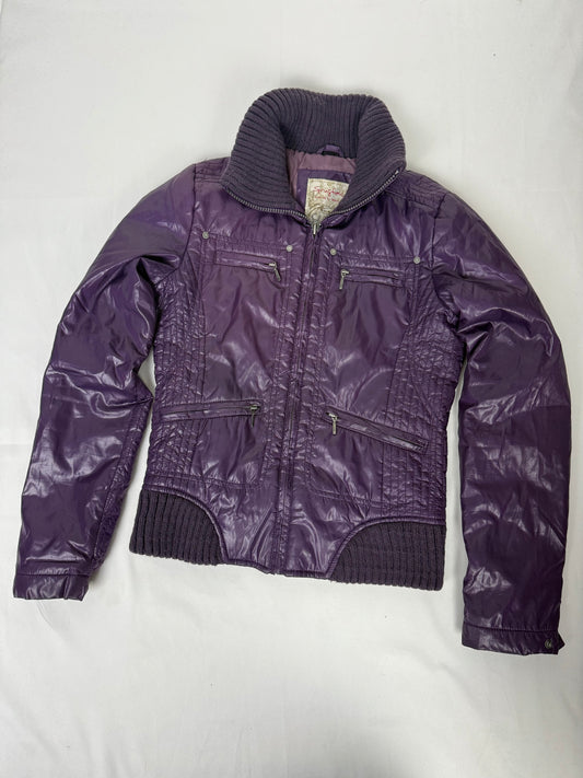 Purple tight fit puffer jacket (S)
