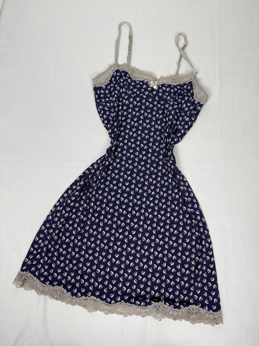 Navy graphic babydoll mini dress (S)