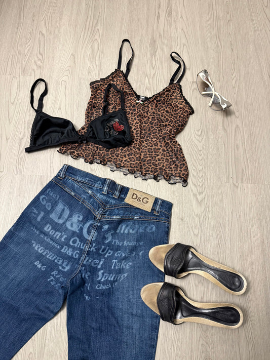 Blue denim low rise bootcut pants (S)