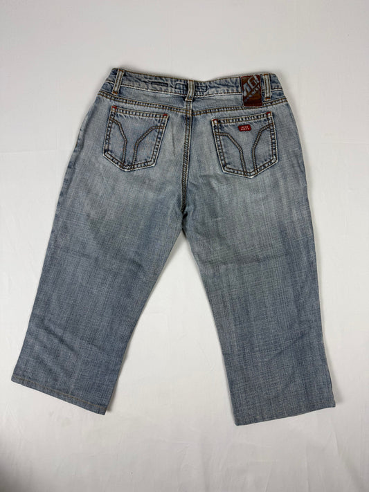 Blue denim low rise capri pants (S)