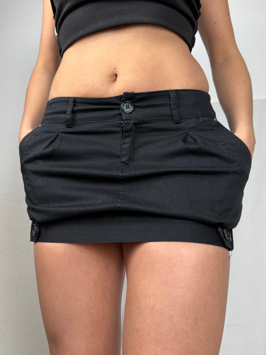 Black low rise office mini skirt (S)