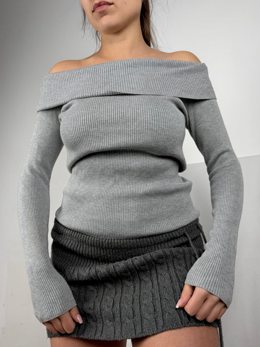 Grey ribbed turtleneck jumper (XS/S)