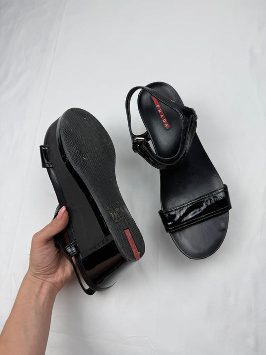 Black platform summer sandals (39)