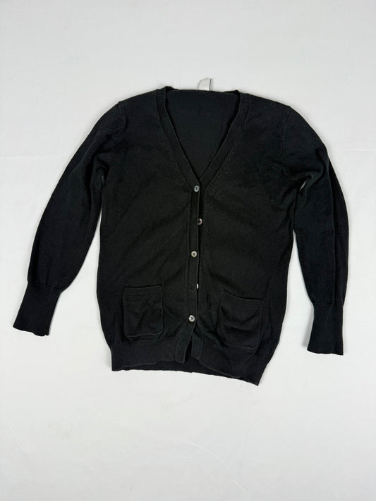 Black tight fit cotton cardigan jumper (XS)