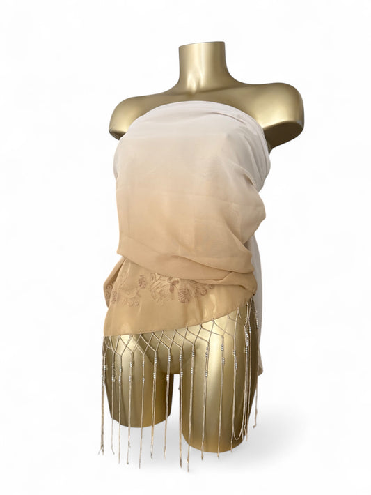 Beige mesh multiway pareo tie up mini skirt / top (154x96cm)