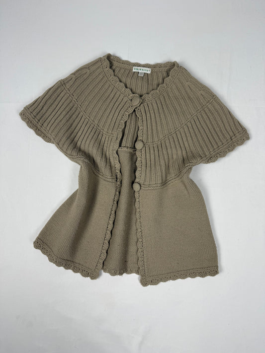 Beige short sleeves cardigan jumper (S)