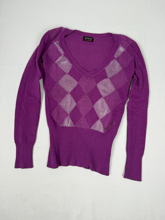 Purple V neck jumper (S)