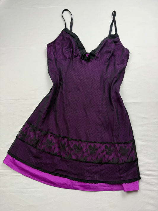 Purple & black mesh babydoll mini dress (M/L)