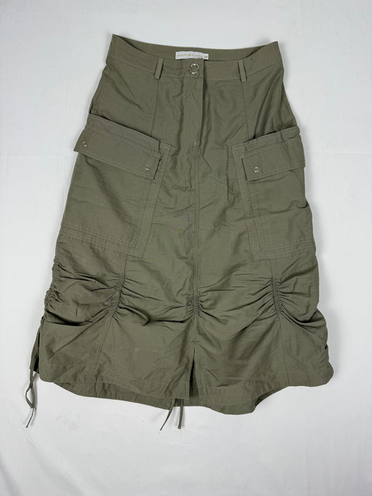 Khaki ruched cargo maxi skirt (S/M)