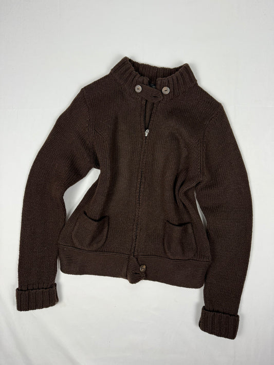 Brown zip up cardigan jumper (S/M)