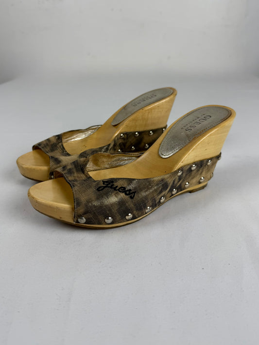 Khaki camo wedge heels mules (37)