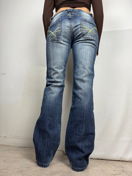 Navy low rise flare pants (S/M)