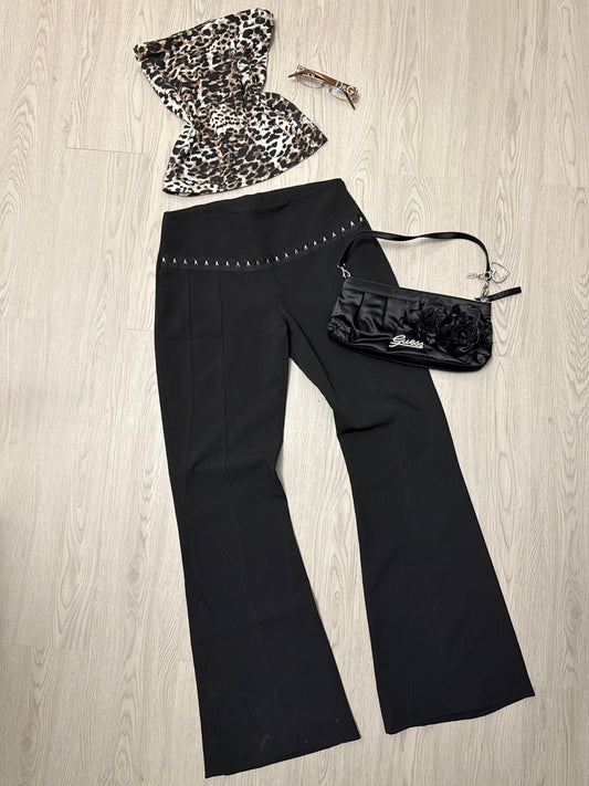 Black low rise corset office flare pants (XS/S)