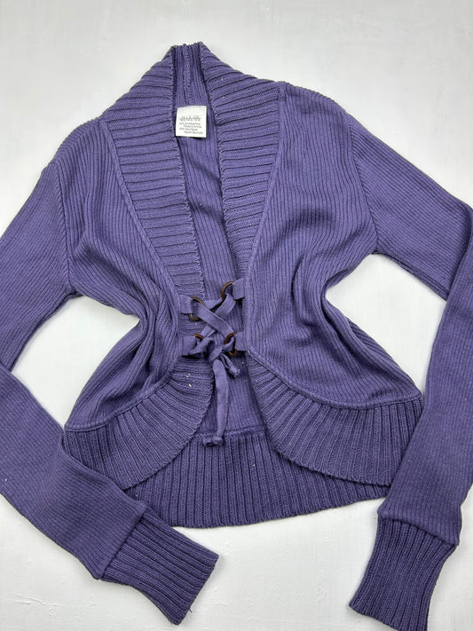 Purple cardigan lace up jumper (M/L)
