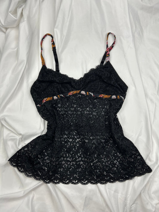 Black lace babydoll cami top (XL)