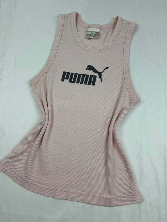 Baby pink ribbed logo tank top (M/L)