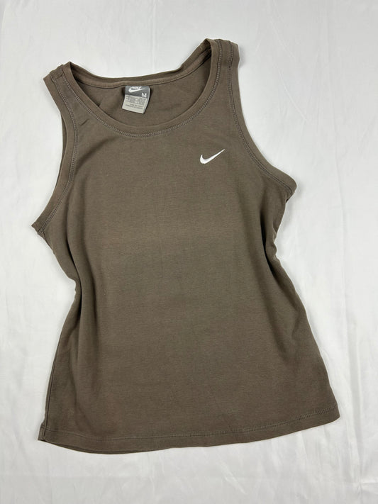 Khaki swoosh logo tank top (M)