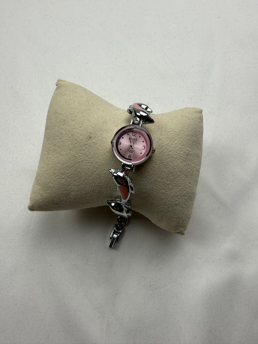 Vintage silver & pink bracelet watch jewelry