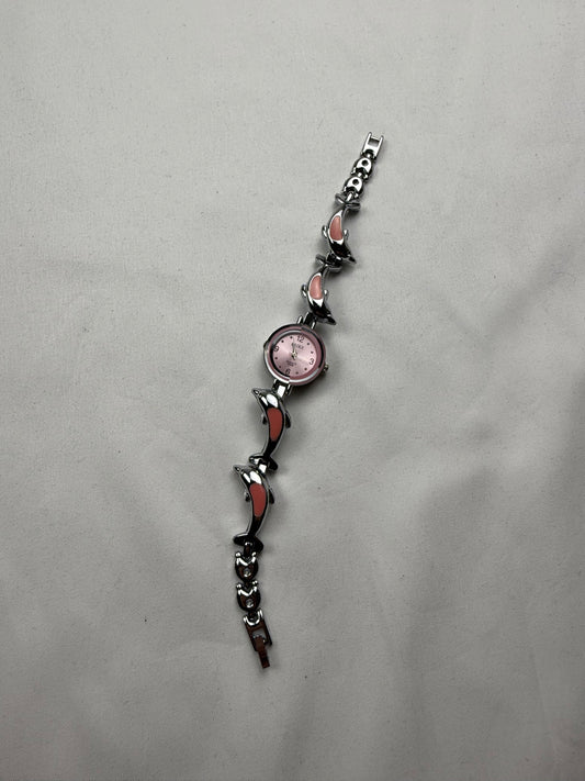 Vintage silver & pink bracelet watch jewelry