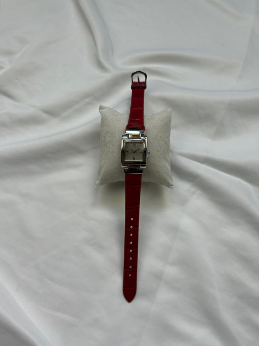 Vintage silver inox leather bracelet jewelry watch