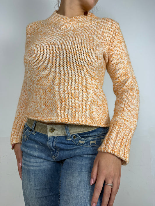 Beige knitted V neck jumper (S)