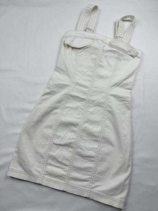 White stretchy denim tight fit mini dress (S)