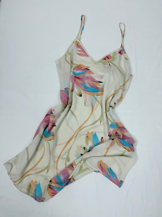 Multicolor floral mesh babydoll mini dress (XXL)