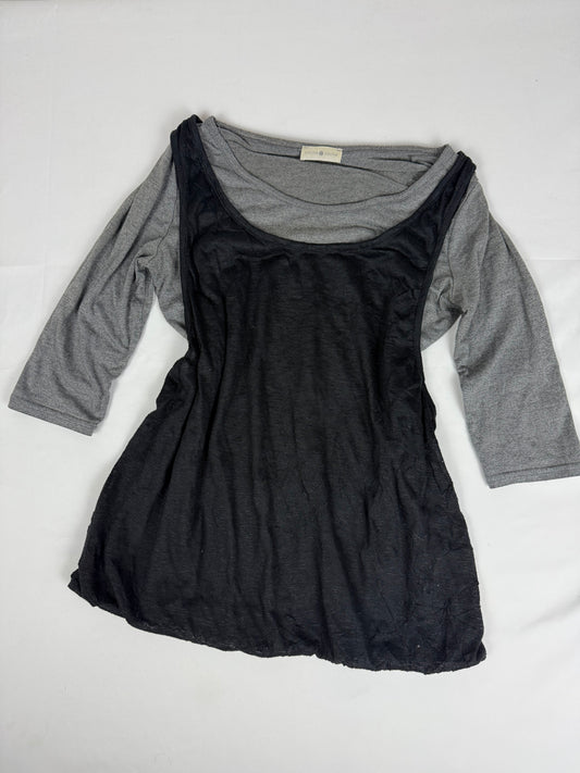 Black & grey 2 in 1 long sleeves top (L)