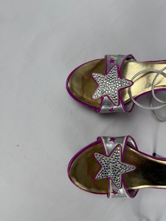 Silver & pink stars lace up heels (36)