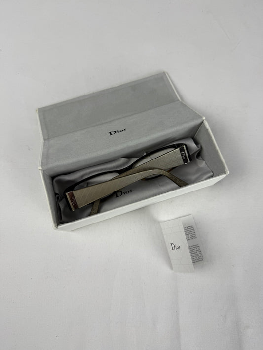 Beige silver logo office glasses (with prescription)
