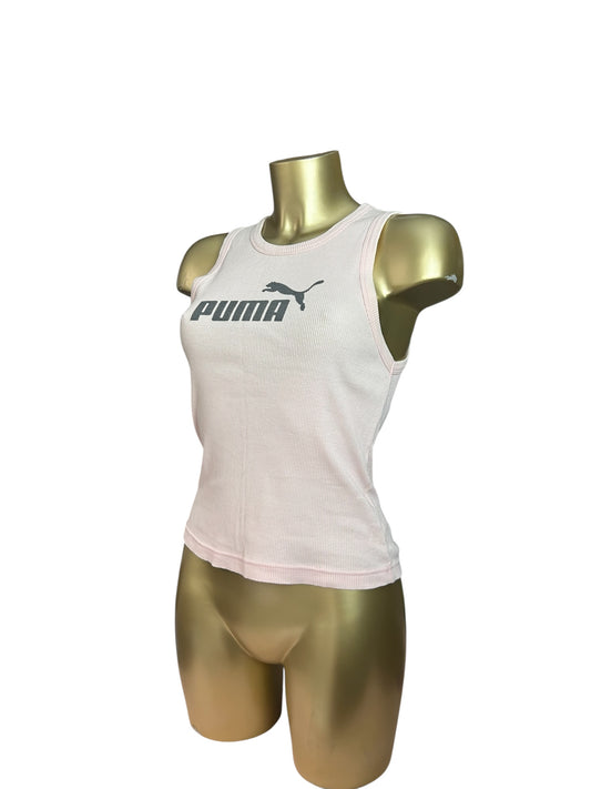 Baby pink ribbed logo tank top (M/L)