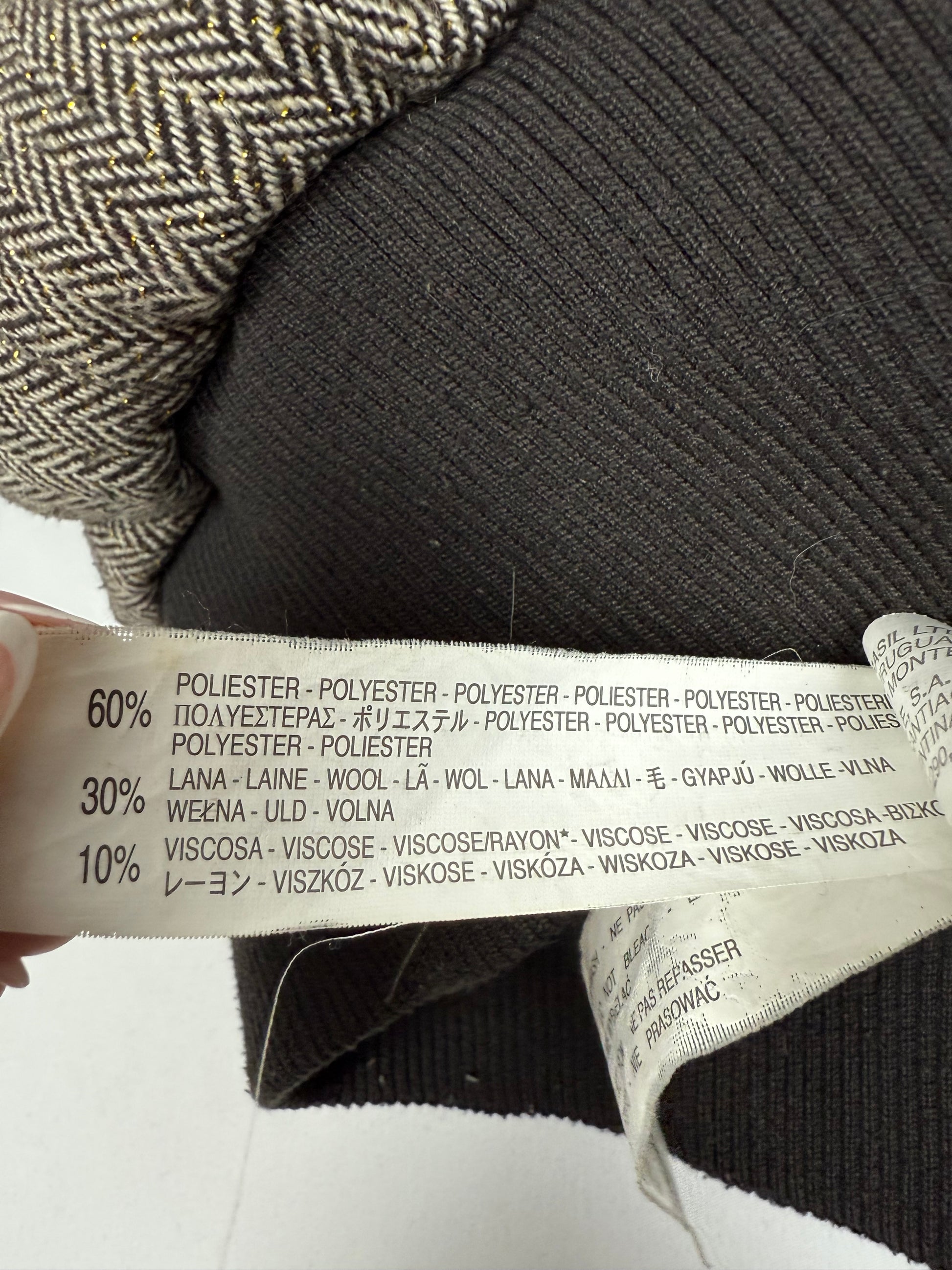 Beige hooded faux fur & wool puffer jacket (S)