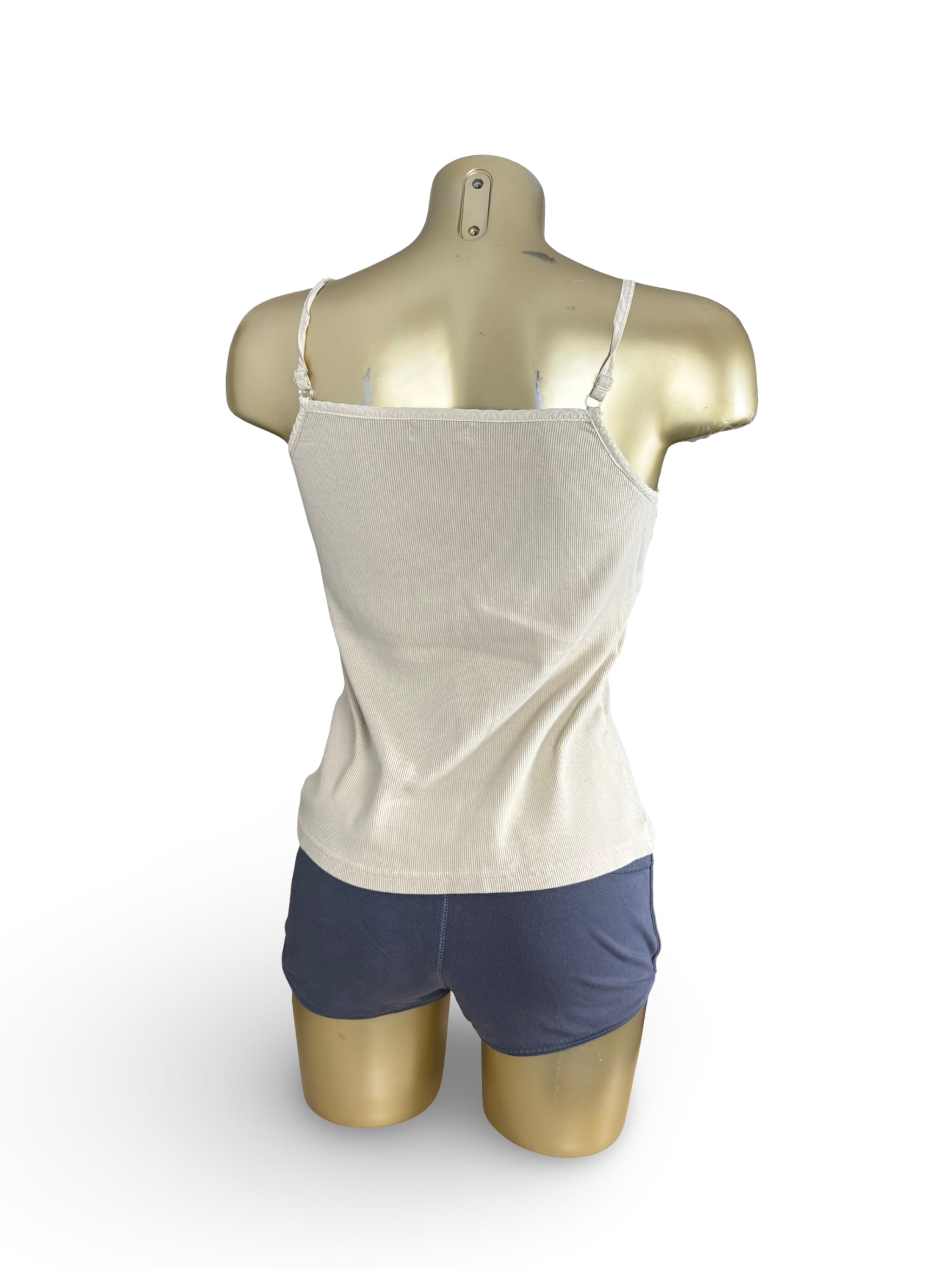 Beige cotton ribbed pocket top (S/M)