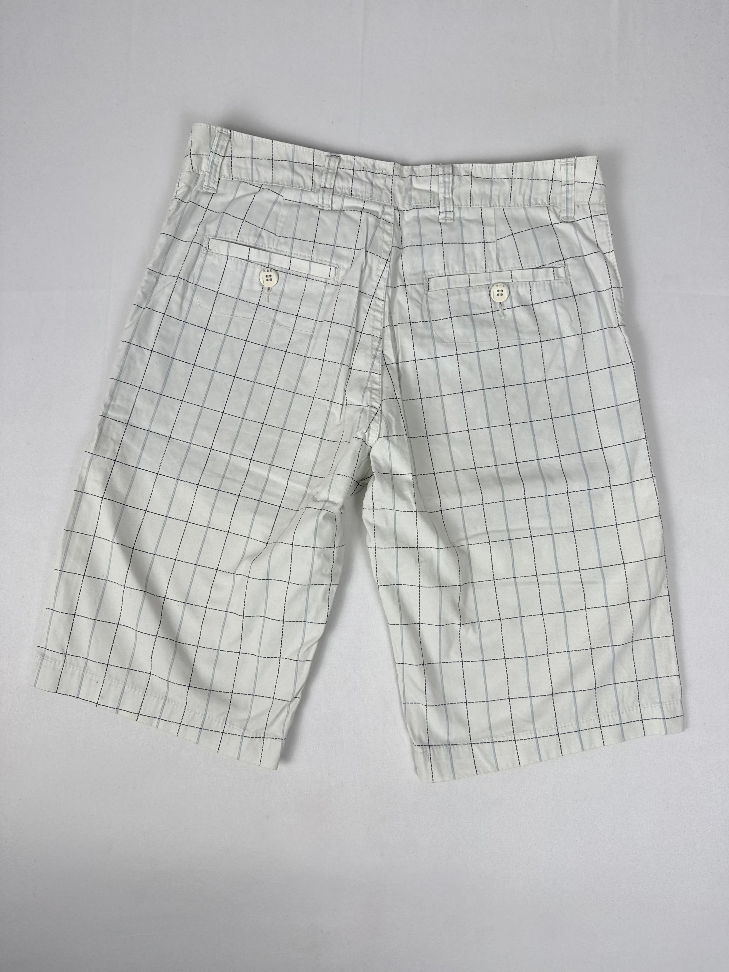 White check print cotton low rise mid short (M)