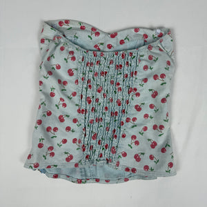 Baby blue cherry print denim corset top (S)
