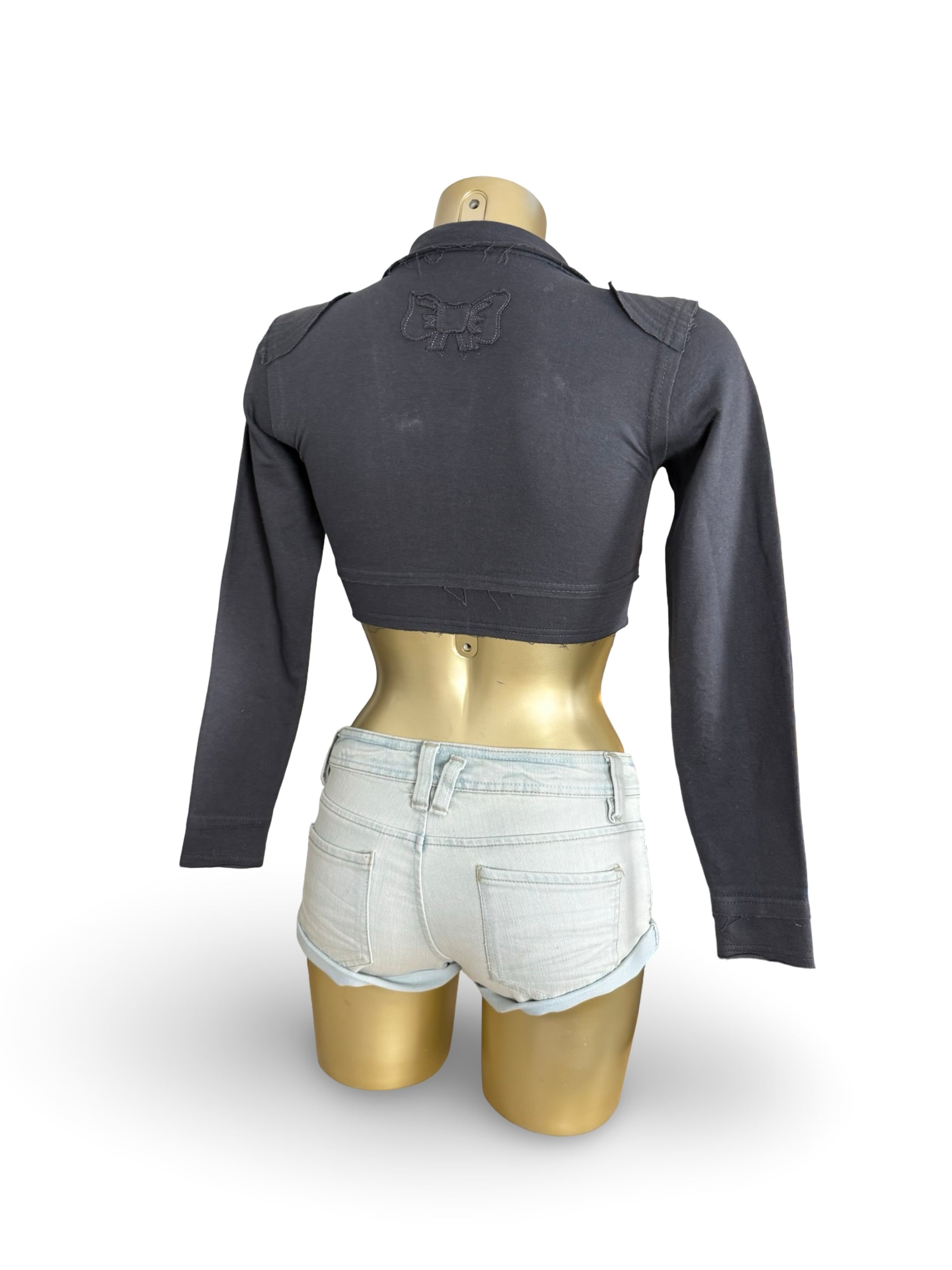 Navy zip up long sleeves top (XS)