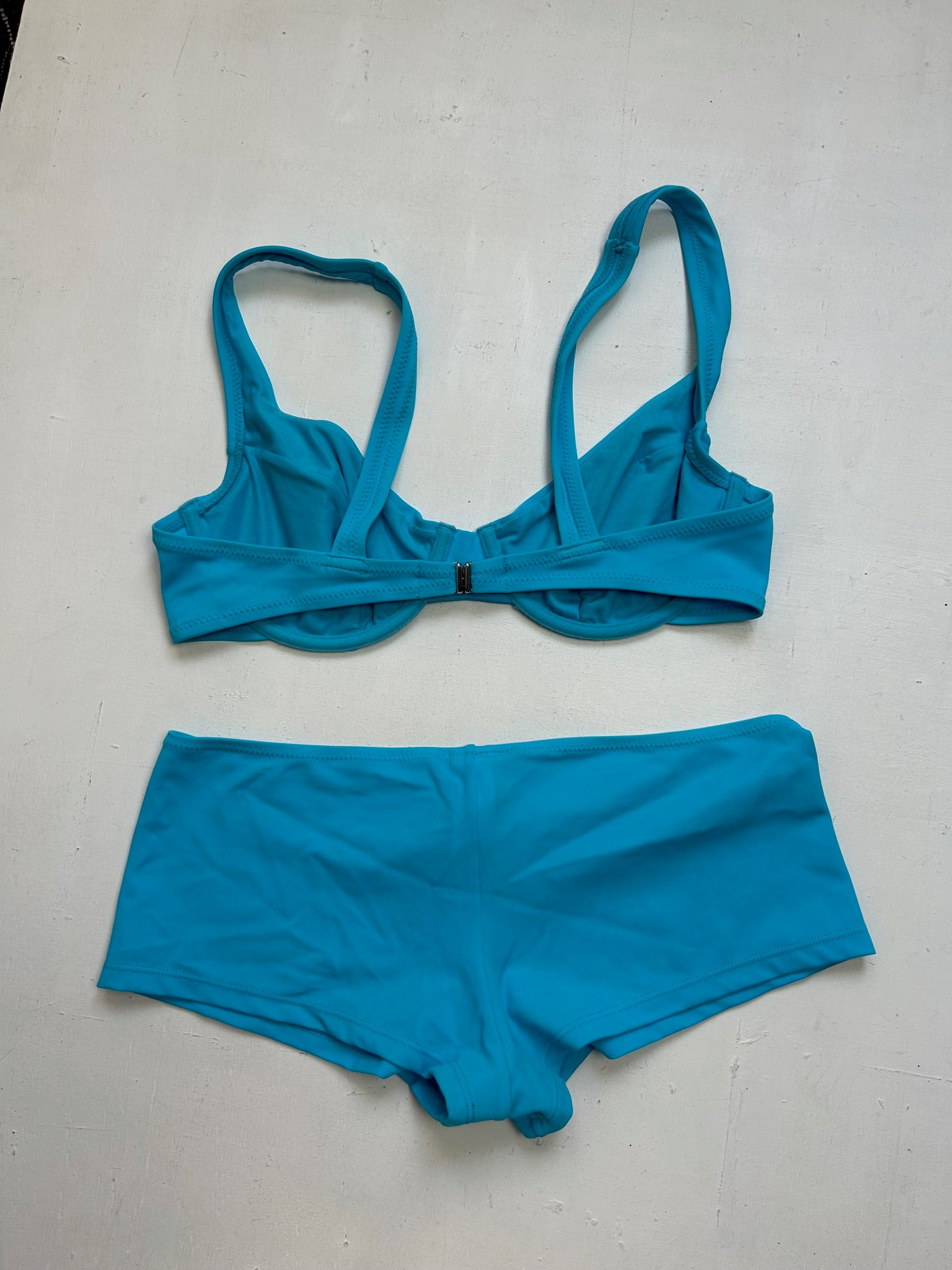 Blue low rise shorty bikini set (M)