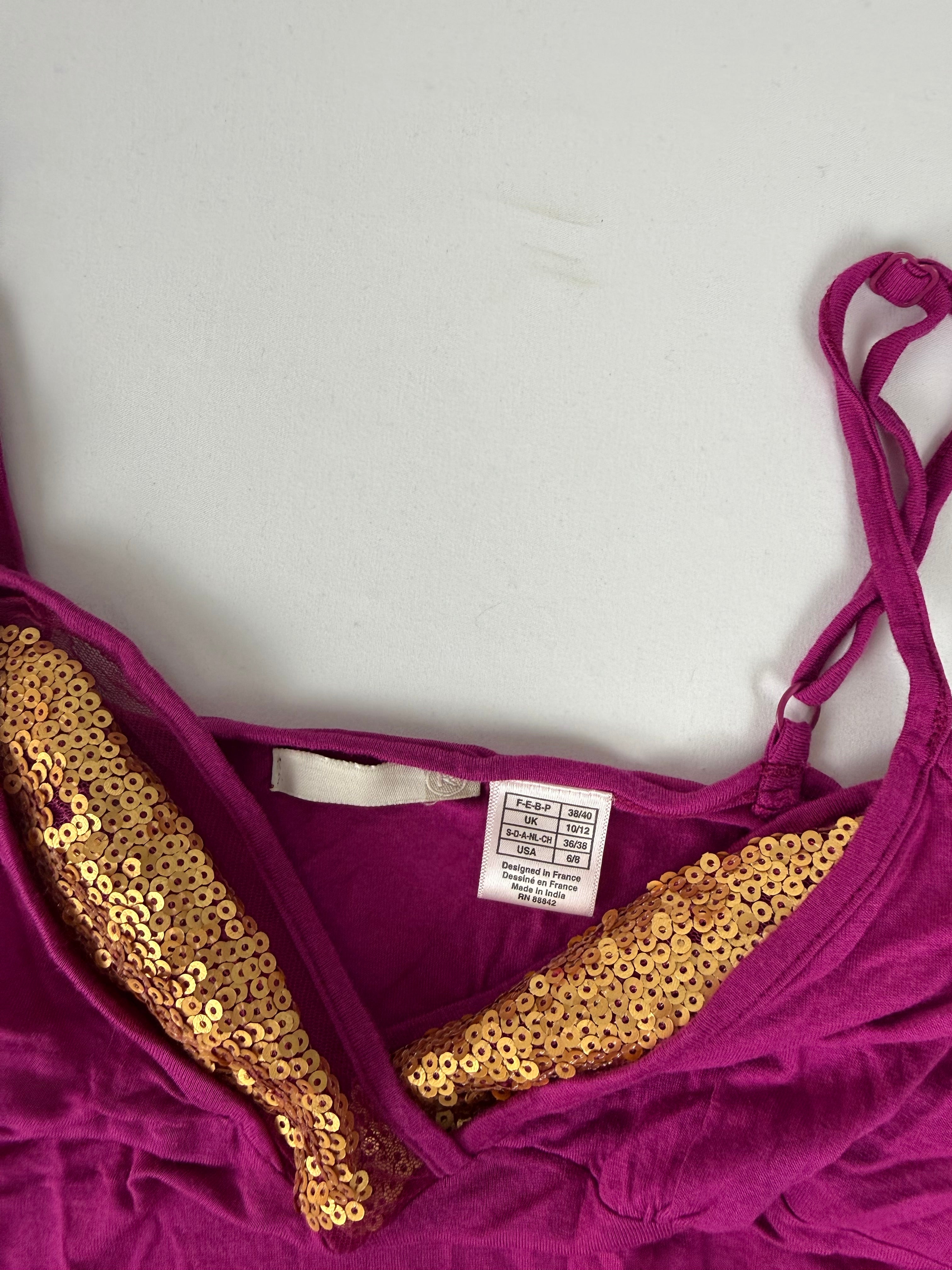Pink sequins cami top (M)
