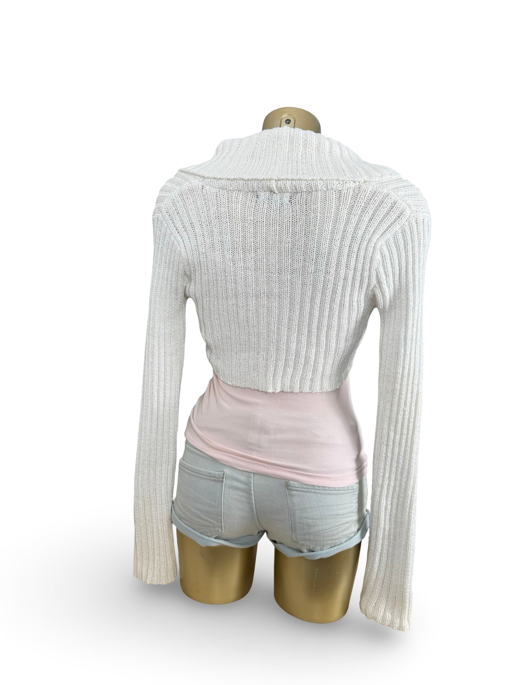White ribbed bolero jumper (S)