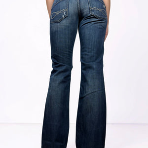 Navy blue denim cotton low rise bootcut pants (S/M)