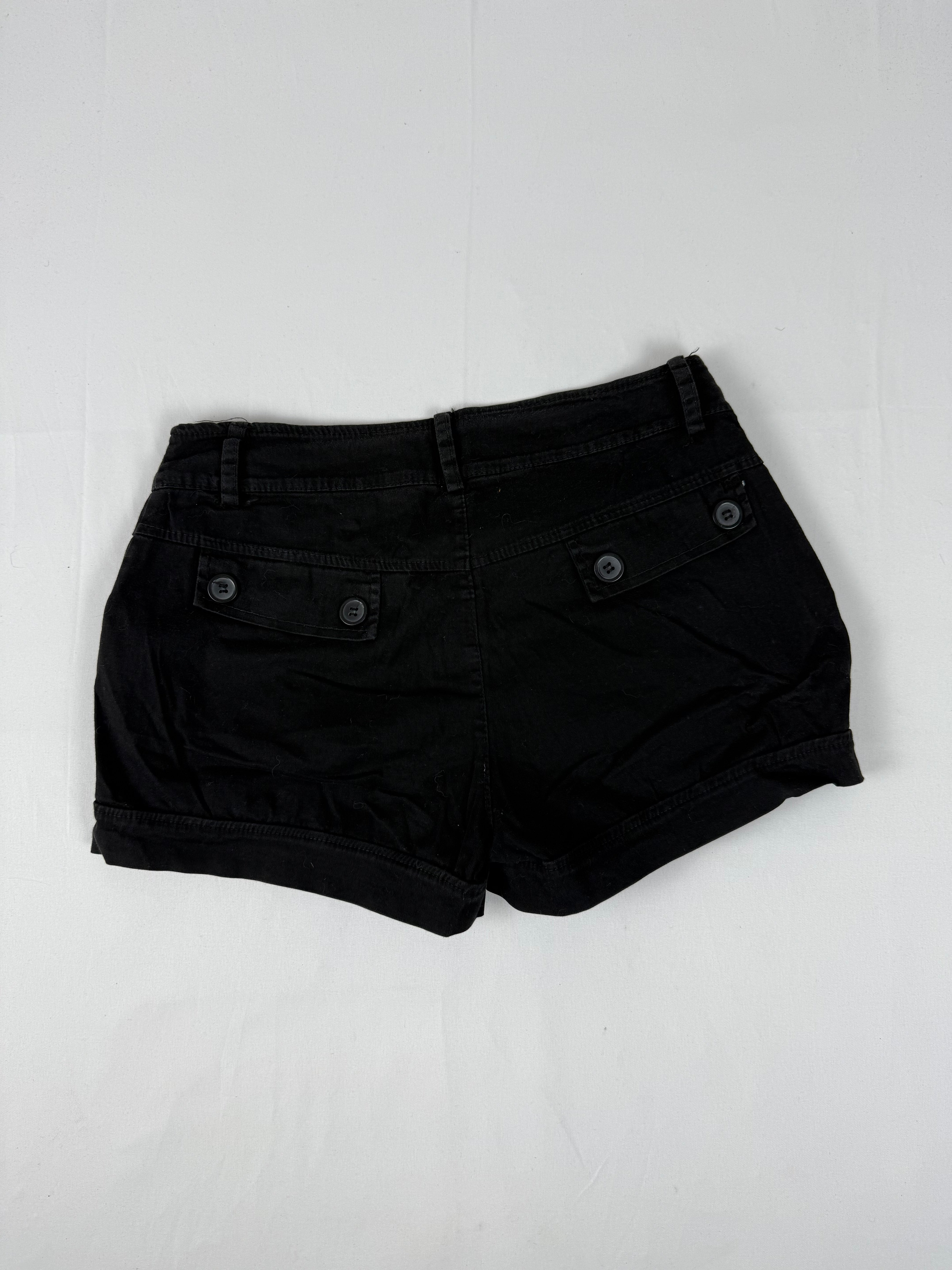 Black cotton low rise mini short (S)