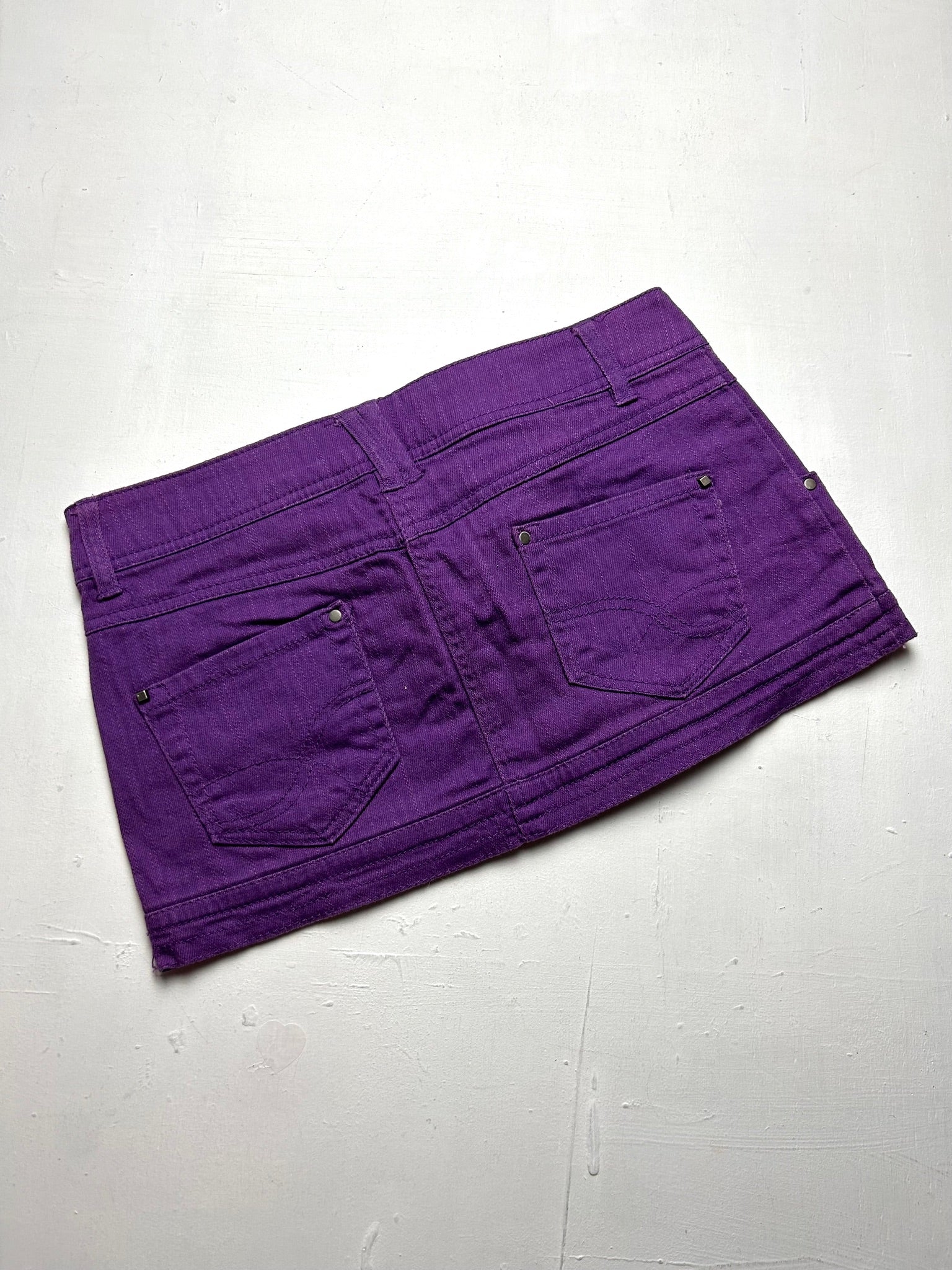 Purple denim low rise mini/micro y2k 90s vintage mini skirt (S)