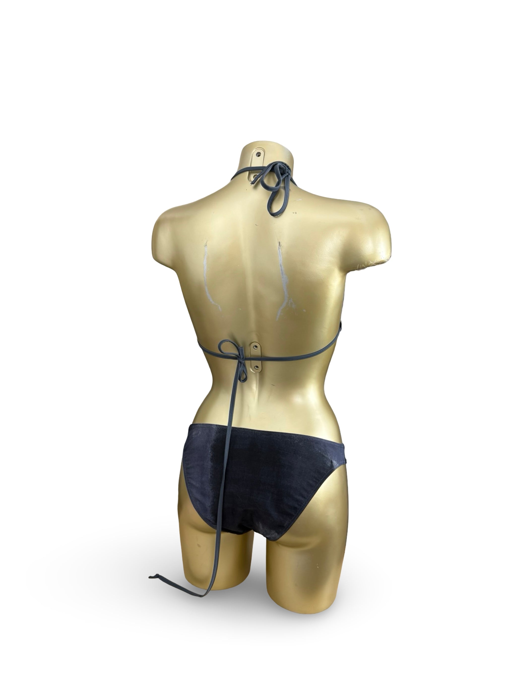 Navy graphic low rise bikini set (M)