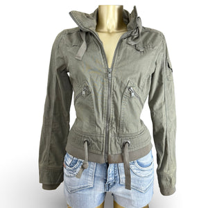 Khaki 100% cotton biker jacket (S)