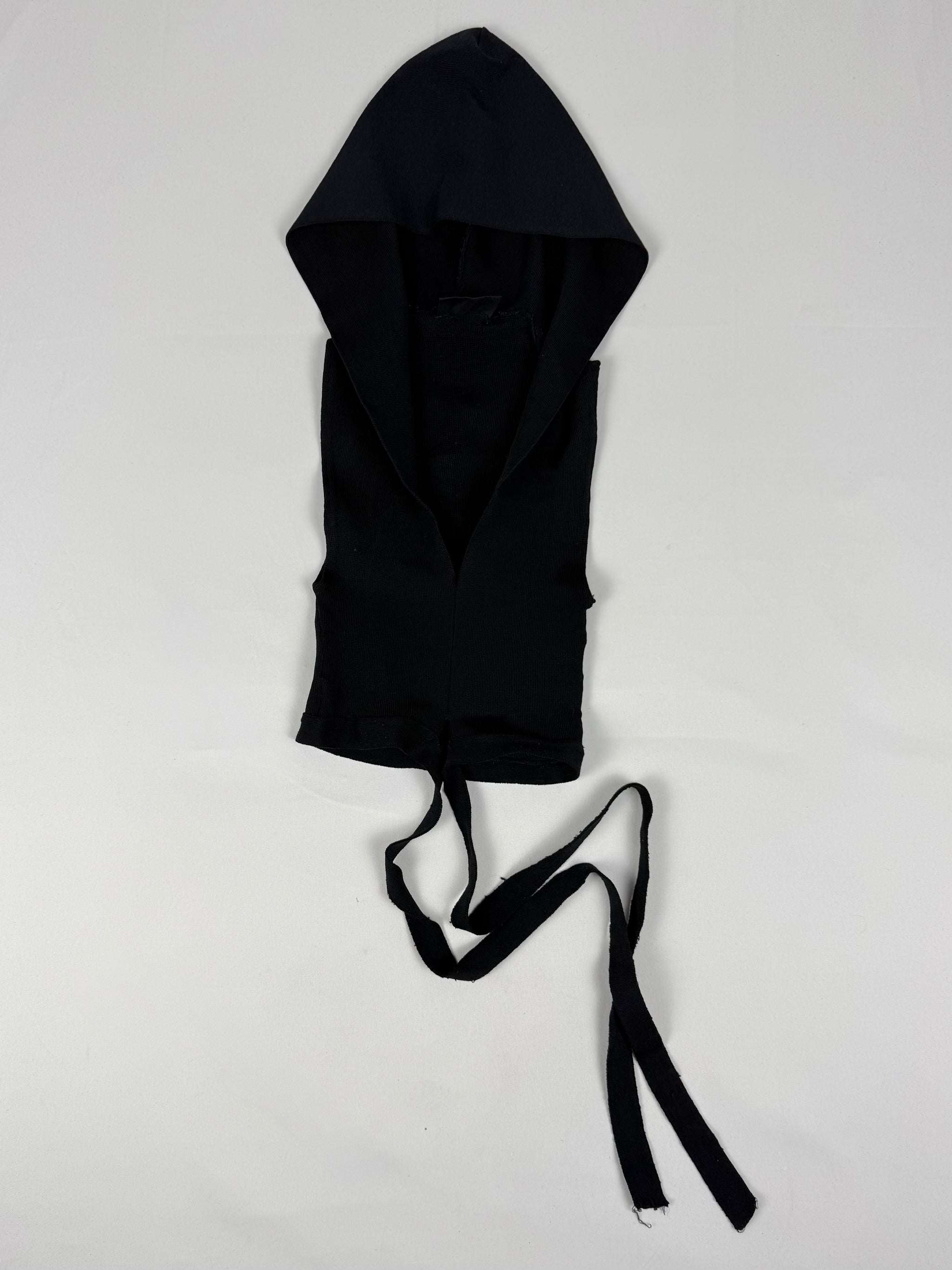 Black hooded stretchy top (S/M)