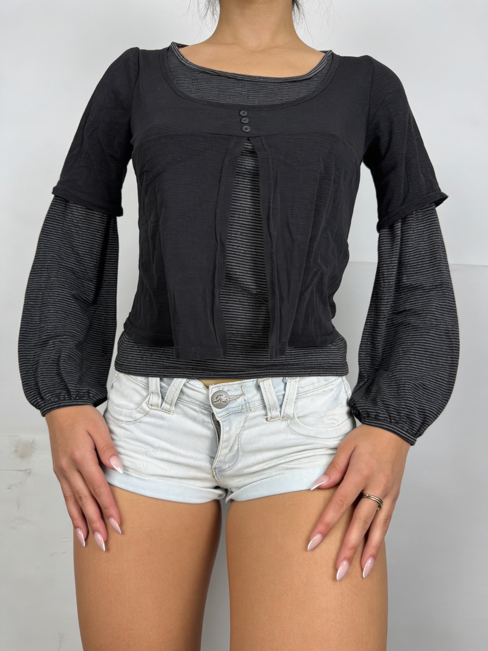 Black  2 in 1 layer long sleeves top (S)