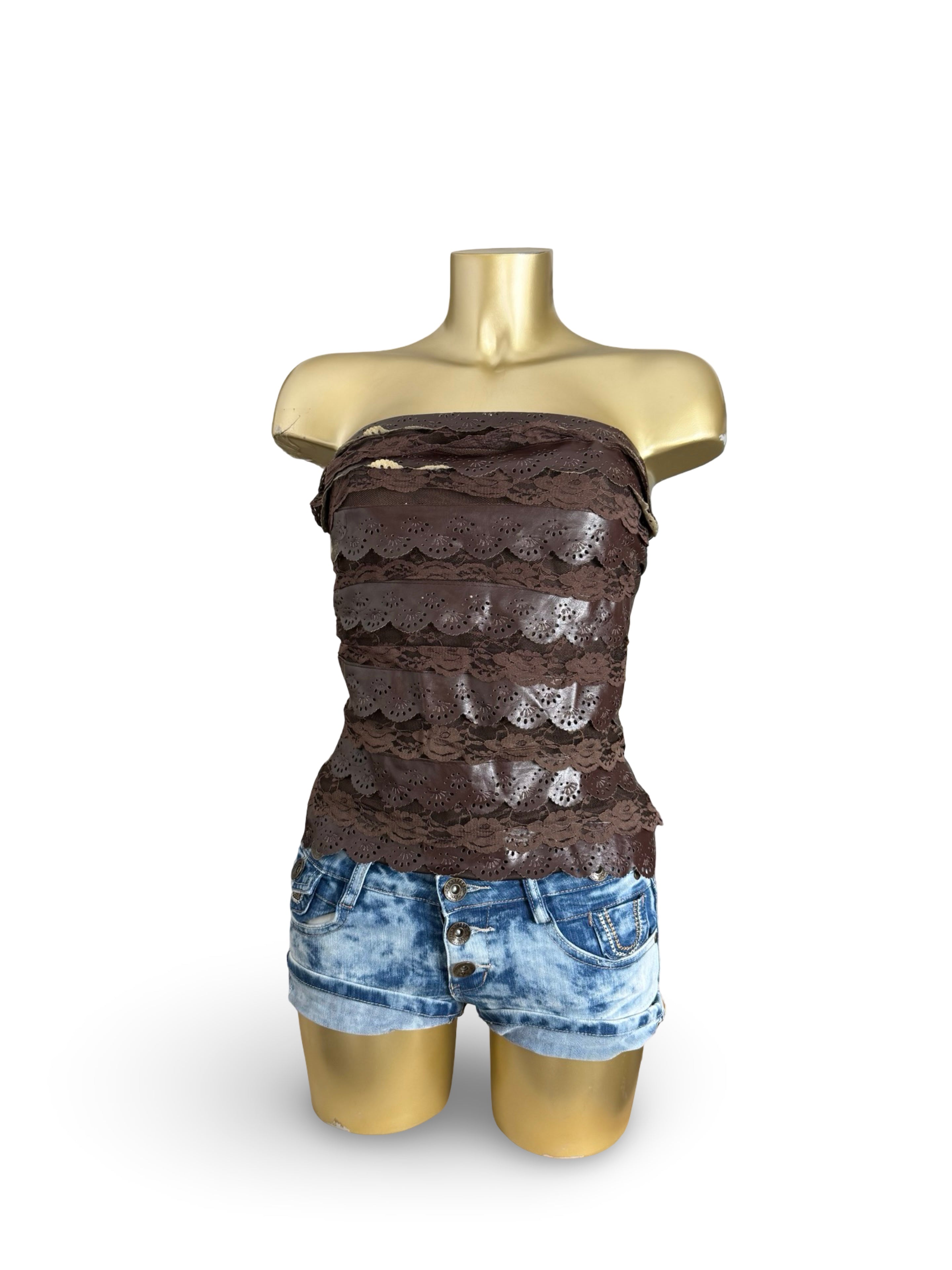 Brown tight fit tube top (S)